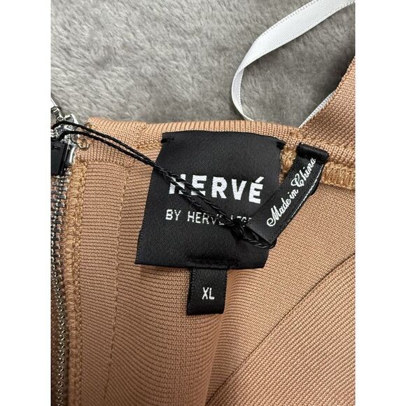 NWT HERVE LEGER structured beige bustier crop top Beige sz XL - Picture 7 of 10